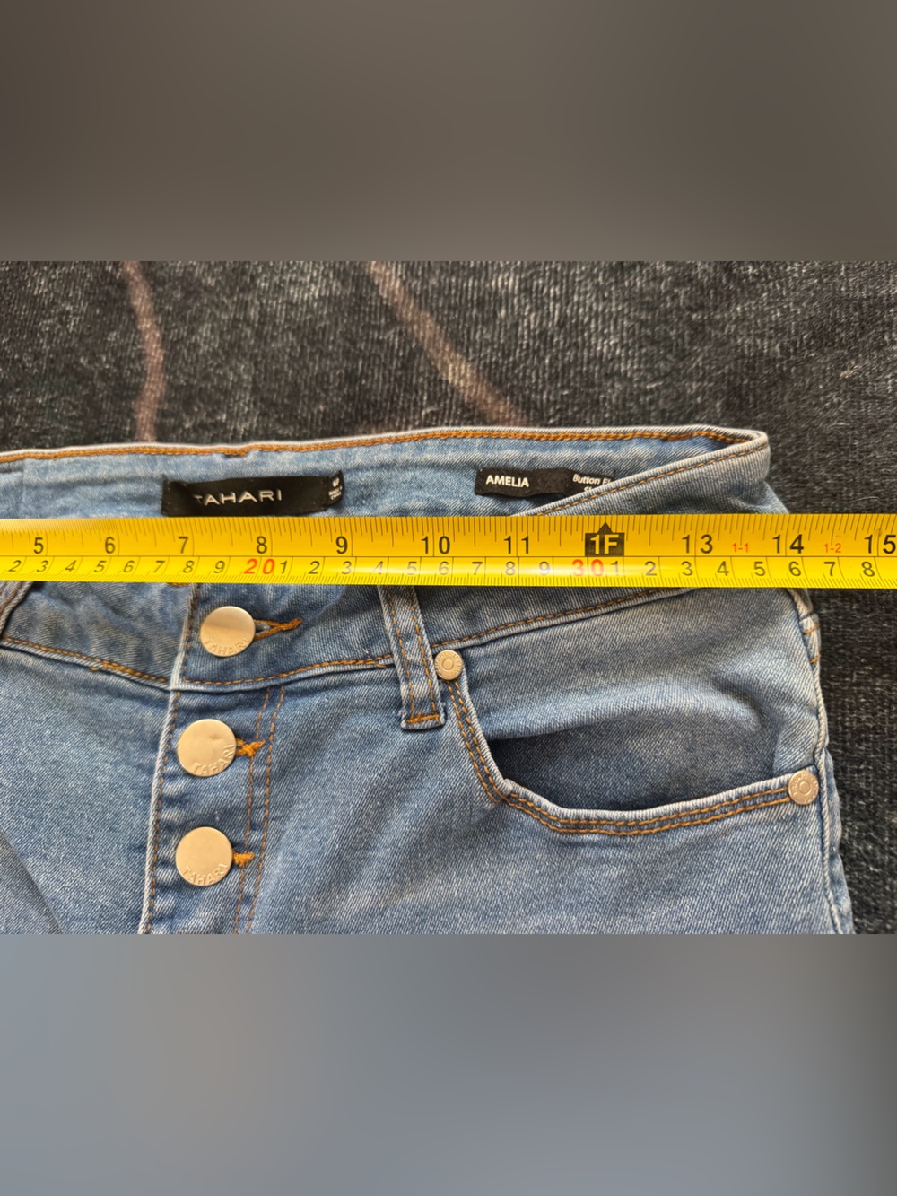 Tahari Light Blue High-Rise Skinny Jeans with Button-Fly - Picture 5 of 10
